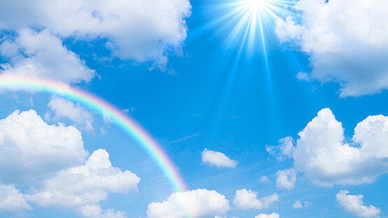 青空, 太陽, 光, 紫外線, 陽光, uv, 空, 雲, 晴天, バックグラウンド, 背景, 虹, 夢, コピースペース